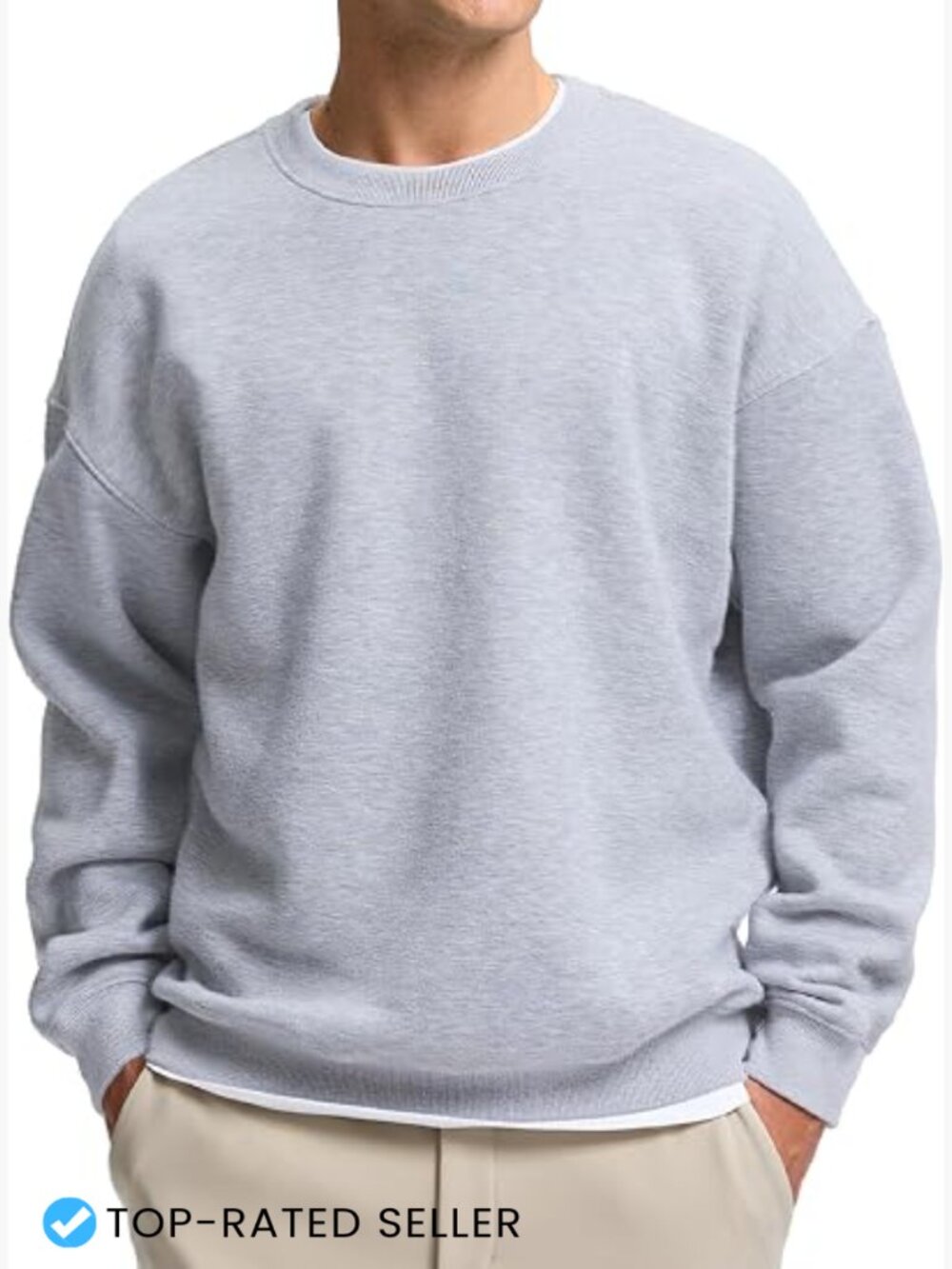 Mens Fleece Lined Crewneck Sweatshirt Oversized Pullover Athletic Workout - Picture 1 of 7